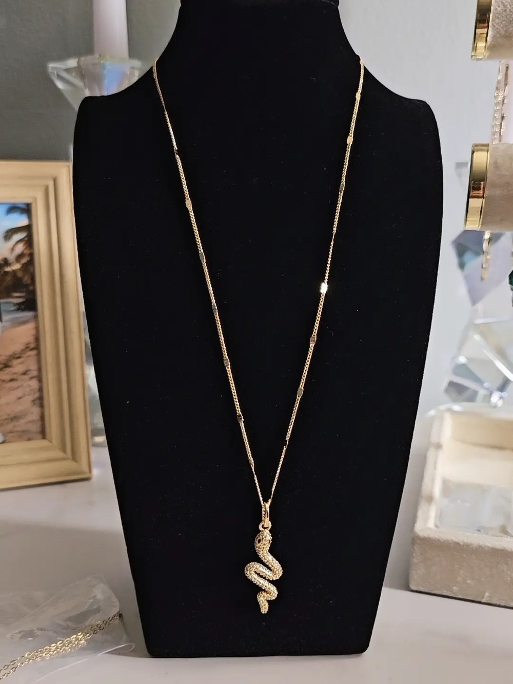 Gold Plated Snake Pendant Necklace - Women Jewelry